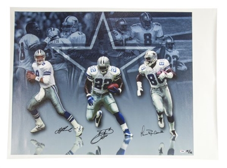 Dallas Cowboys "Triplets" (Smith, Aikman, Irvin) Signed Canvas (#15/22)